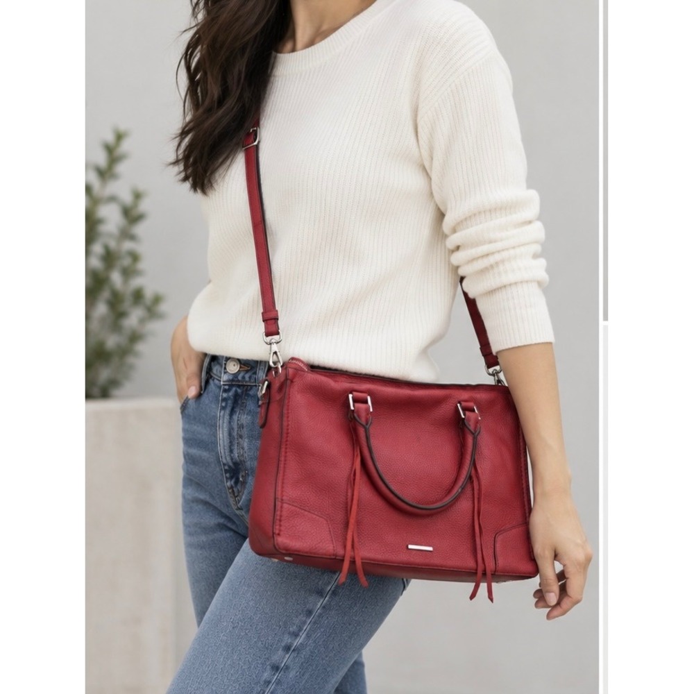 Rebecca Minkoff Regan Satchel OS Red Leather Crossbody Handbag chic